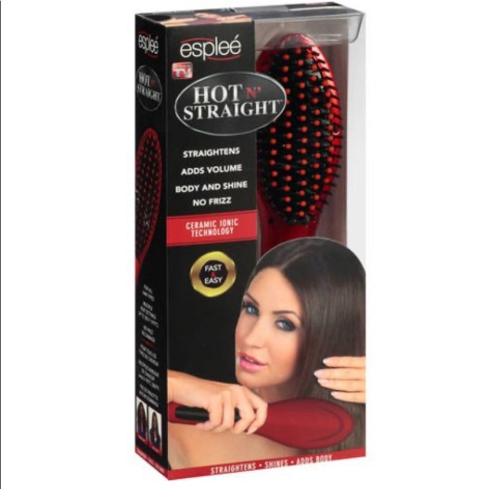 Hair brush straightener
